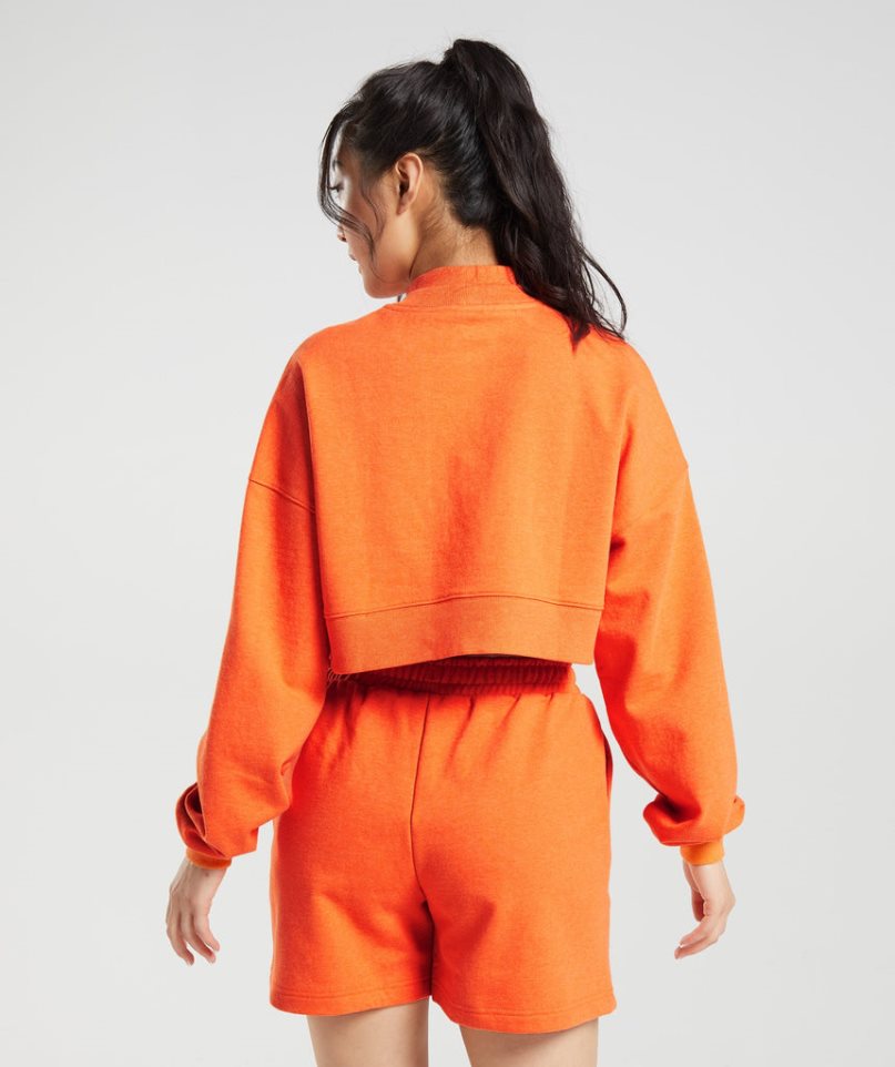 Women's Gymshark Rest Day Sweats Cropped Sweatshirts Orange | CA 3ND576